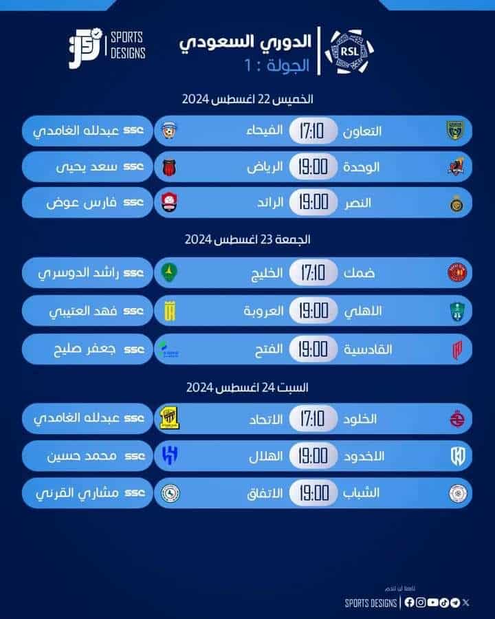 مباريات يوم السبت الدوري السعودي: كل ما تحتاج معرفته