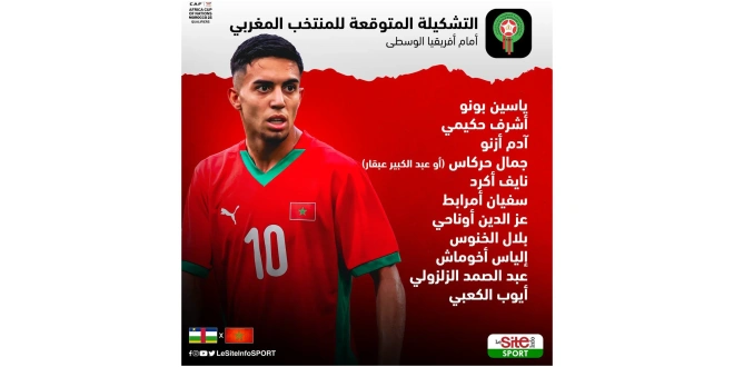 تشكيل المغرب المتوقع أمام إفريقيا الوسطى في تصفيات أمم إفريقيا 2025