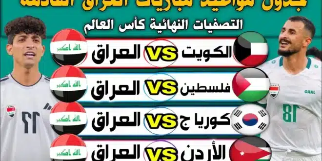 جدول مواعيد مباريات العراق في تصفيات كأس العالم 2026
