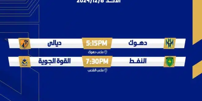 مشاهدة مباراة القوة الجوية ونفط ميسان في دوري نجوم العراق