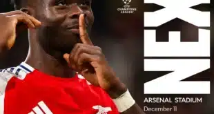 القنوات الناقلة لمباراة أرسنال وموناكو في دوري أبطال أوروبا 2024-2025
