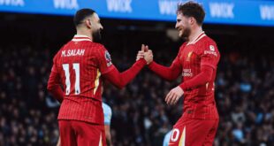 نتيجة مباراة ليفربول ومانشستر سيتي اليوم في الدوري الإنجليزي 2025/2024.. صلاح يسجل ويصنع