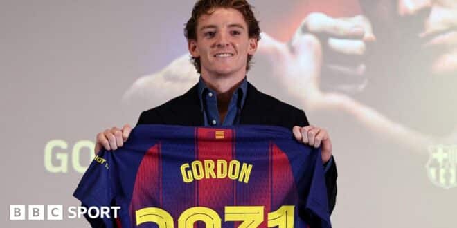Anthony Gordon: Barcelona unveil England forward after £69m-plus move from Newcastle